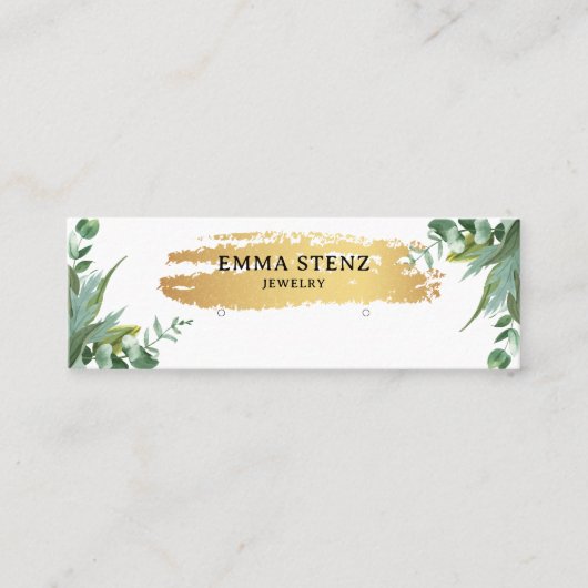 水色ユーカリ葉スヤリングスタッドバスケ スキニー名刺 (正面)