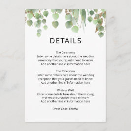 水色ユーカリ葉ス金ゴールドの結婚葉 エンクロージャーカード