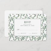 水色ユーカリ葉パターン – 結婚式RSVP 出欠カード (正面/裏面)
