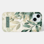 水色ユーカリ葉パーソナライズされた Case-Mate iPhoneケース (裏面 (横))