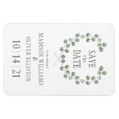 水色ユーカリ葉フレーム |日付の保存 マグネット (横)