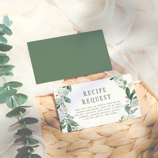 水色ユーカリ葉ブライダルシャワー エンクロージャーカード