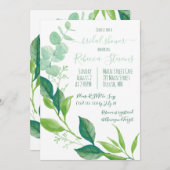 水色ユーカリ葉ブライダルシャワー 招待状 (正面/裏面)