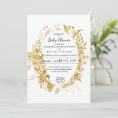 水色ユーカリ葉ボーイベビーブルーw金ゴールド 招待状 (スタンド正面)