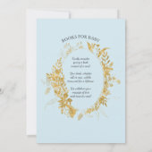 水色ユーカリ葉ボーイベビーブルーw金ゴールド 招待状 (裏面)