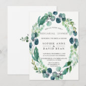水色ユーカリ葉リハーサルディナー 招待状 (正面/裏面)