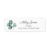 水色ユーカリ葉差出人住所ラベル ラベル (正面)