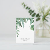 水色ユーカリ葉製イヤリングディスプレイカード 名刺 (スタンド正面)