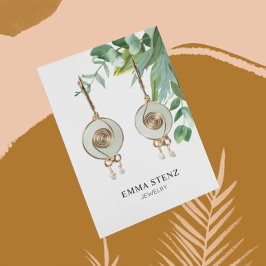 水色ユーカリ葉製イヤリングディスプレイカード 名刺