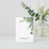 水色ユーカリ葉製イヤリングディスプレイカード 名刺 (スタンド正面)