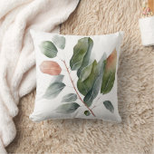 水色ユーカリ葉 クッション (ブランケット)