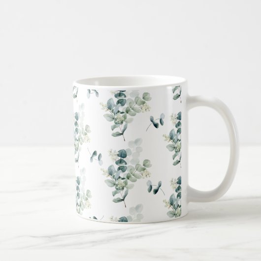 水色ユーカリ葉 コーヒーマグカップ (右)