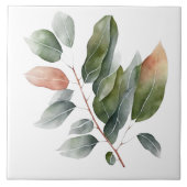 水色ユーカリ葉 タイル (正面)