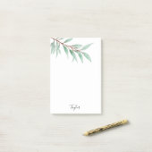 水色ユーカリ葉 ポストイット (デスク上)