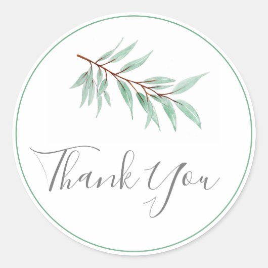 水色ユーカリ葉 ラウンドシール (正面)