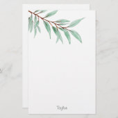 水色ユーカリ葉 便箋 (正面/裏面)