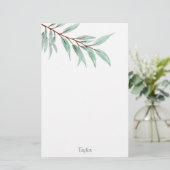 水色ユーカリ葉 便箋 (スタンド正面)