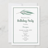 水色ユーカリ葉 招待状 (正面)