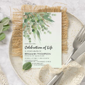 水色ユーカリ葬儀お祝い・オブ・ライフ 招待状
