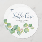 水色ユーカリ表番号 招待状 (正面/裏面)