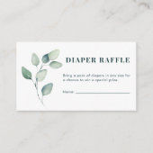 水色ユーカリ赤ちゃんシャワーおむつラッフル エンクロージャーカード (正面)