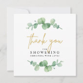水色ユーカリ赤ちゃんシャワーサンキューカード サンキューカード (正面)