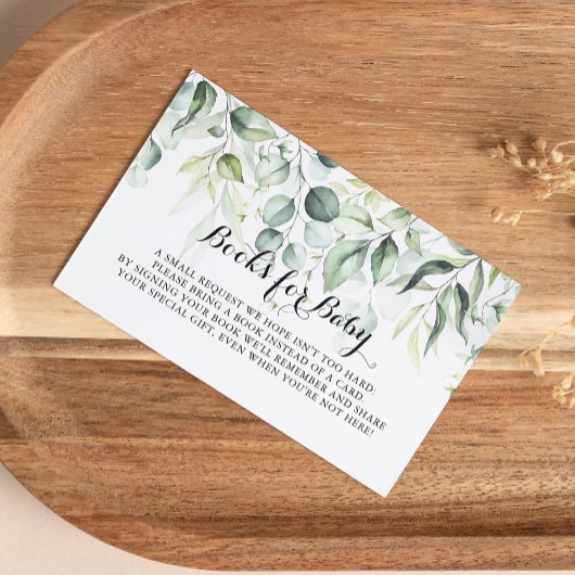 水色ユーカリ赤ちゃんシャワーブックリクエスト エンクロージャーカード