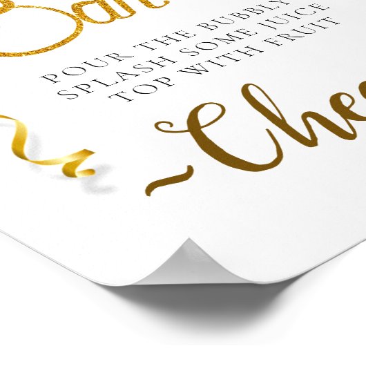 水色ユーカリ赤ちゃんシャワーミモサバー標識 ポスター (角)