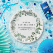 水色ユーカリ退職パーティー ペーパープレート (パーティー)