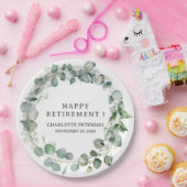 水色ユーカリ退職パーティー ペーパープレート (パーティー)