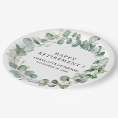 水色ユーカリ退職パーティー ペーパープレート (アングル)