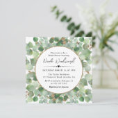 水色ユーカリ金ゴールドグリッターブライダルシャワー 招待状 (スタンド正面)
