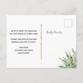 水色ユーカリ金ゴールドグリッターホイル移動 案内ポストカード (裏面)