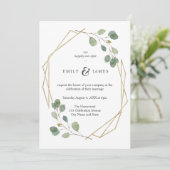 水色ユーカリ金ゴールドフレーム結婚ー 招待状 (スタンド正面)