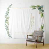 水色ユーカリ金ゴールドブライダルシャワープロップ タペストリー (インサイチュ(横))