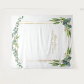 水色ユーカリ金ゴールドブライダルシャワープロップ タペストリー (正面(横))