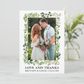 水色ユーカリ金ゴールドラヴ感謝してい結婚ズ サンキューカード (スタンド正面)