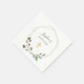 水色ユーカリ金ゴールド幾何学模様 | バプテスマ スタンダードカクテルナプキン (角)