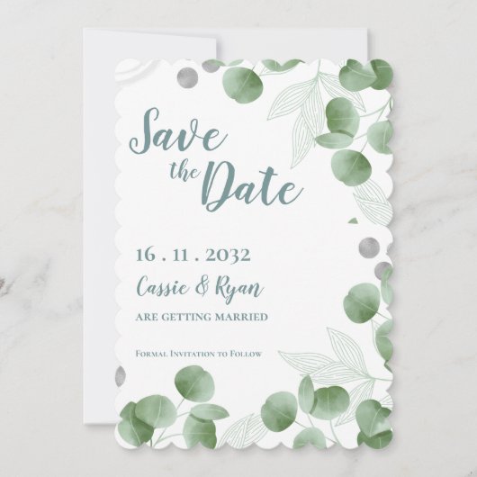 水色ユーカリ離れスウェディング日付を保存 (正面)