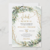 水色ユーカリ離れ製金ゴールドの更新 招待状 (正面)