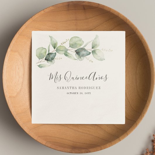 水色ユーカリ15th誕生日キンセアニェラ スタンダードカクテルナプキン