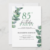 水色ユーカリ85th誕生日招待状 招待状 (正面)