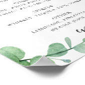 水色ユーカリ。アルコール飲料結婚のバー ポスター (角)