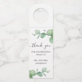 水色ユーカリ。エレガントな感謝してい結婚 ボトルネックタグ (正面)