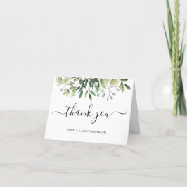 水色ユーカリ&グリーンリーフォールディング サンキューカード