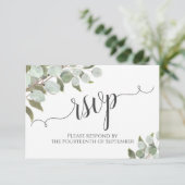 水色ユーカリ&グリーン素朴結婚ズ 出欠カード (スタンド正面)