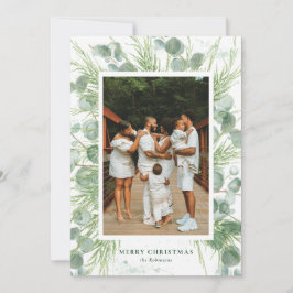 水色ユーカリ&パインクリスマスカード シーズンカード