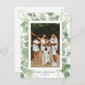 水色ユーカリ&パインクリスマスポストカード シーズンポストカード (正面/裏面)