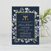 水色ユーカリ・ラベンダー看護卒業 招待状 (スタンド正面)