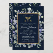 水色ユーカリ・ラベンダー看護卒業 招待状 (正面/裏面)